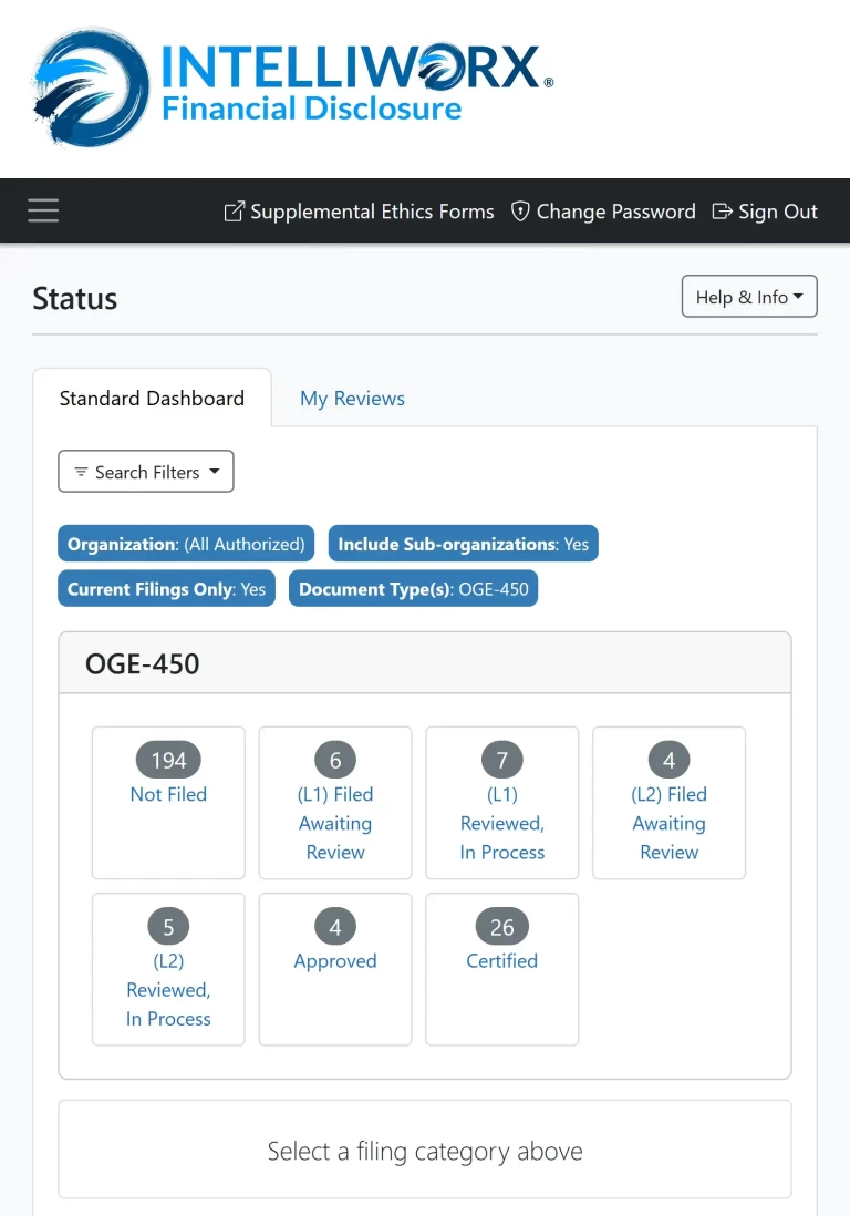 FDonline ethics financial disclosure dashboard